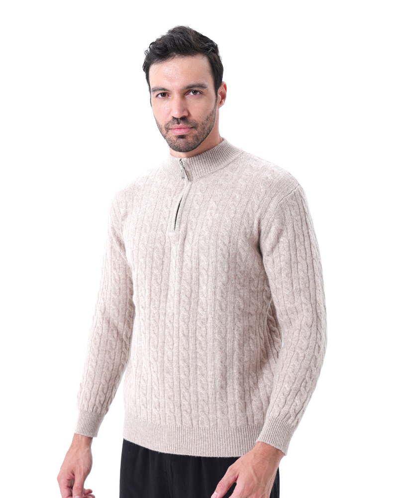 100% Kaschmir Halb-Zip Pullover