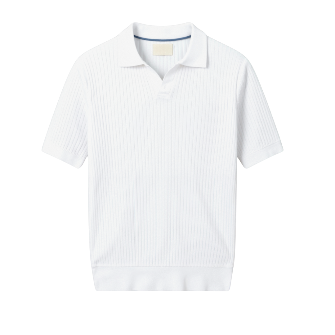 Pisa - Geribbeld katoenen poloshirt