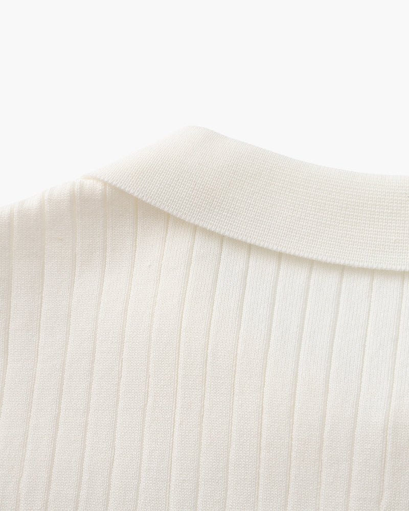 Premium Geripptes Poloshirt