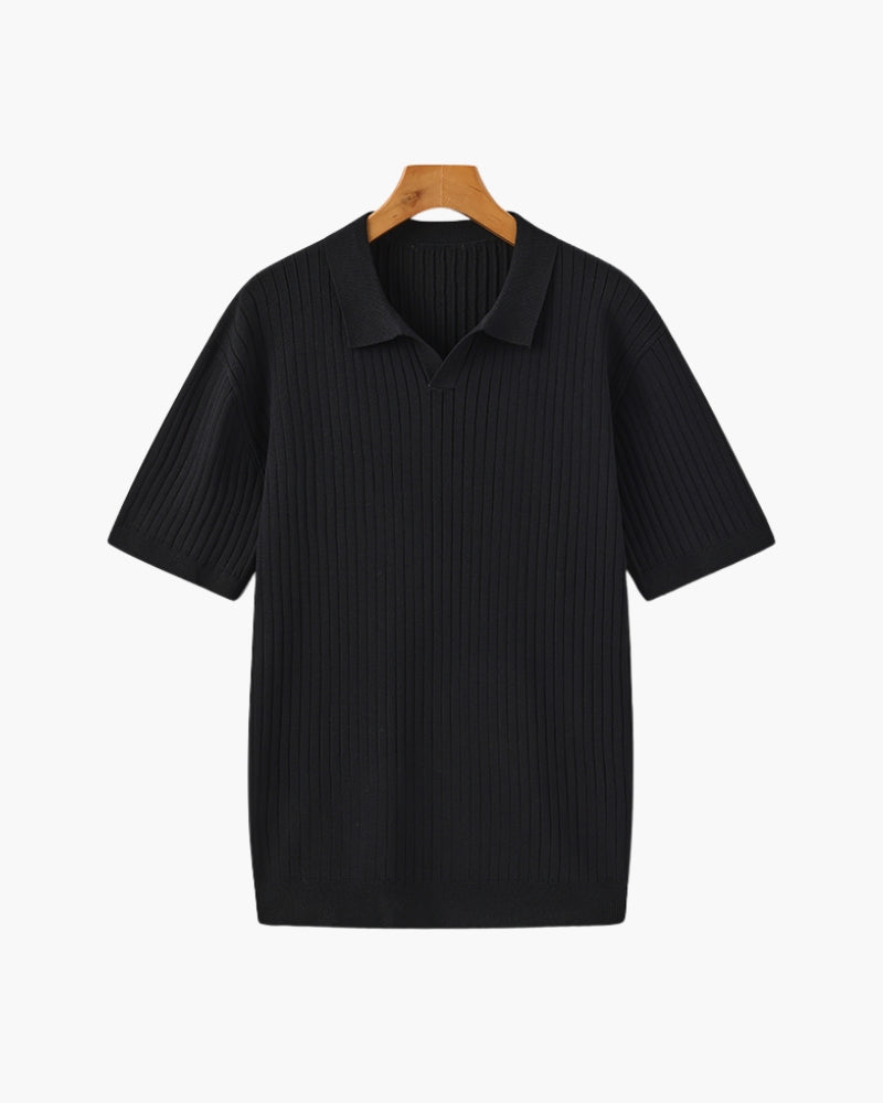 Premium Geripptes Poloshirt