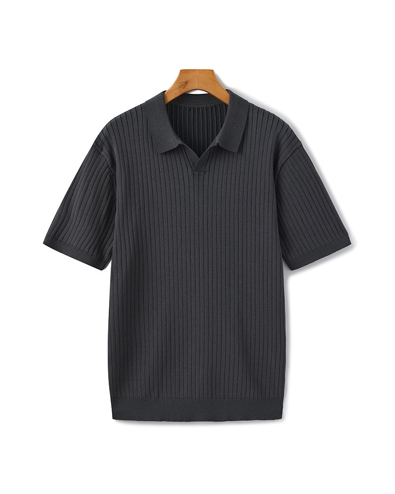 Premium Geripptes Poloshirt
