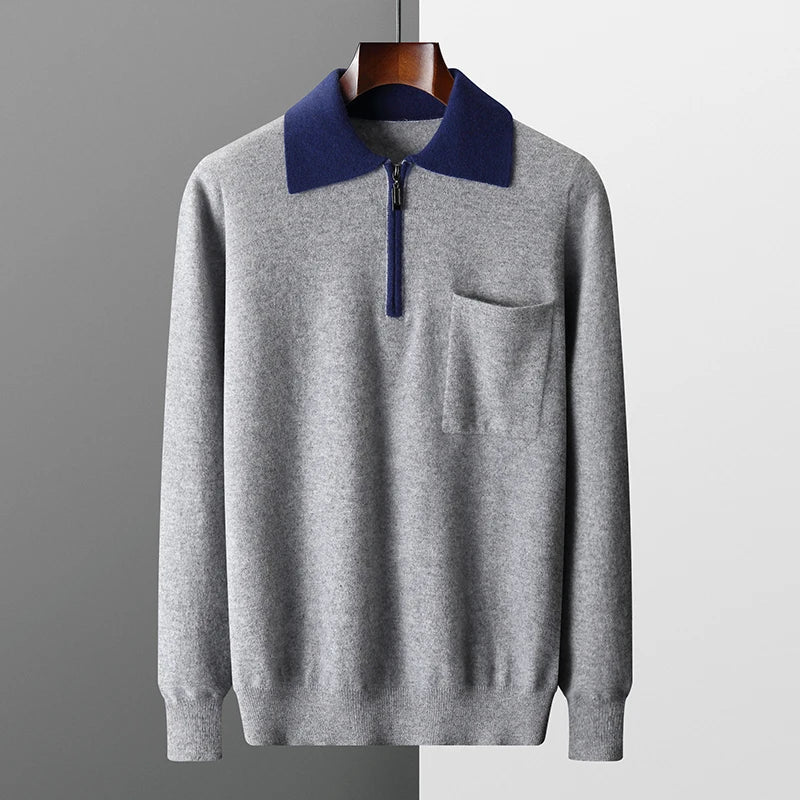 100% Cashmere Polo Zip up