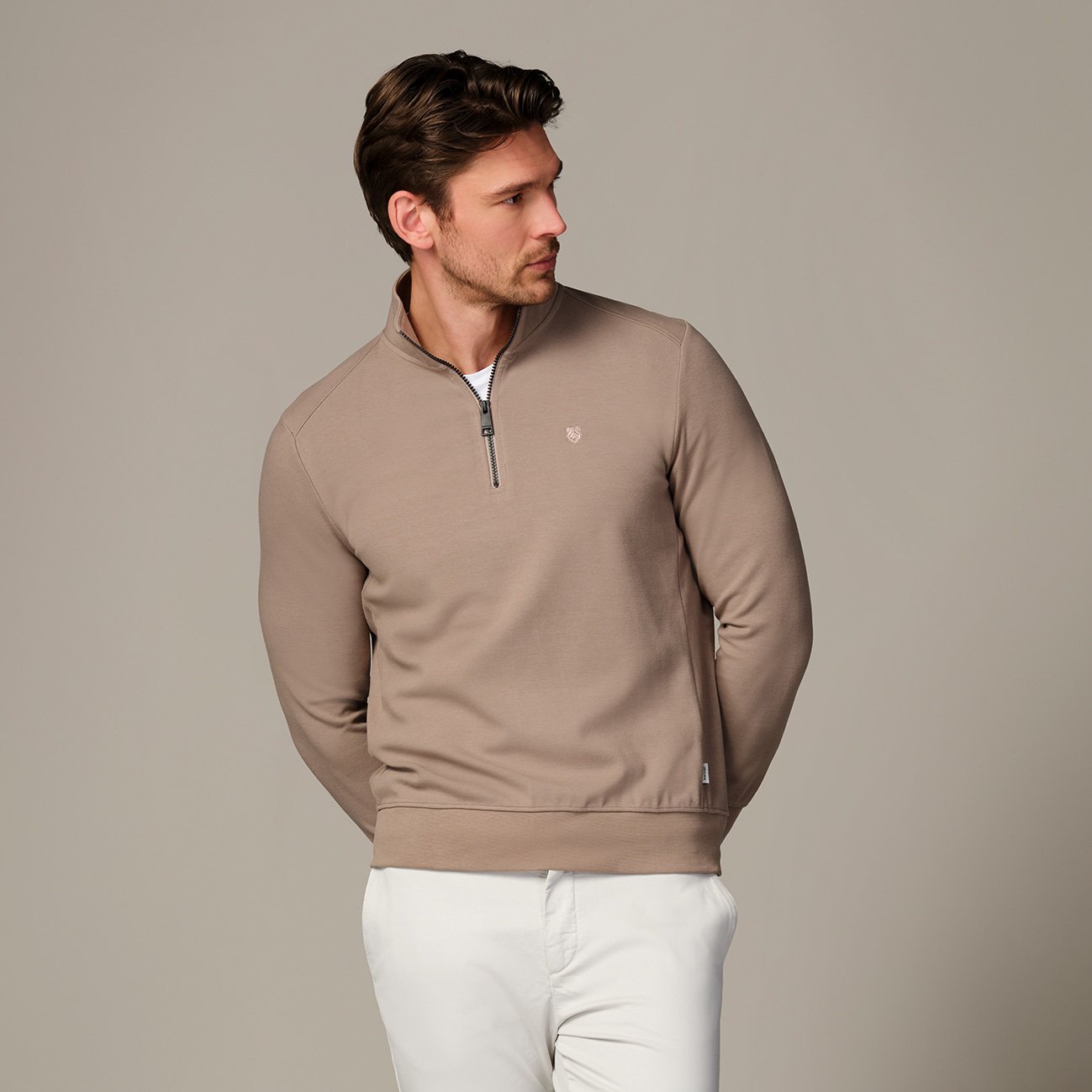 Zip Pullover Normale Passform Braun Polo