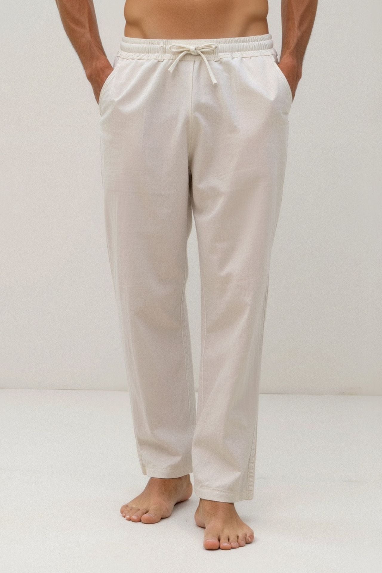 Baumwolle & Leinen Blend Drawstring Pants