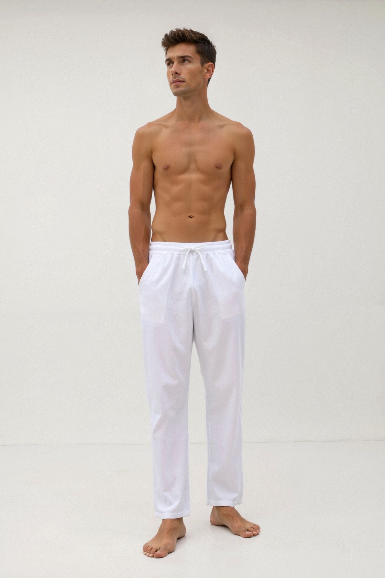 Baumwolle & Leinen Blend Drawstring Pants