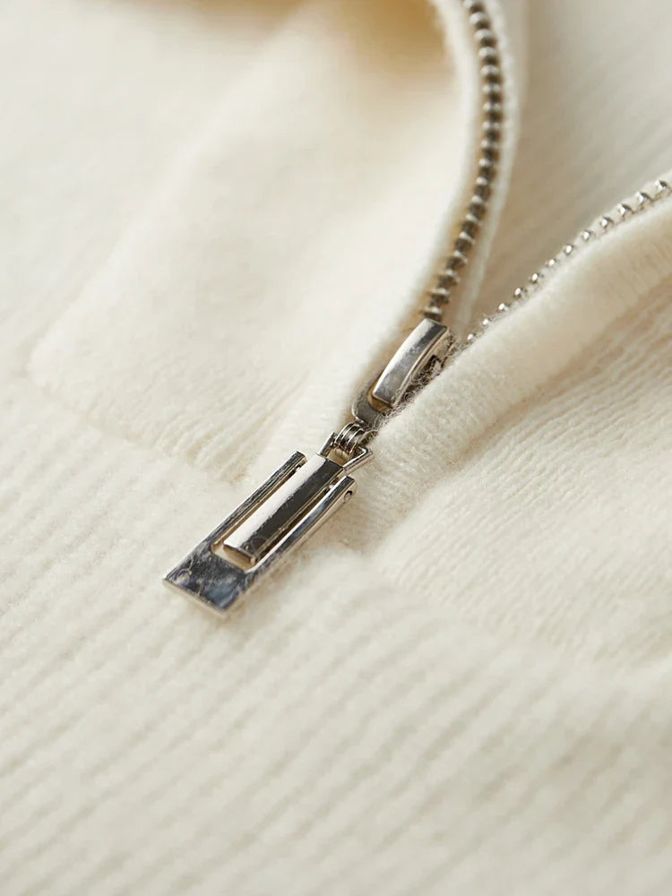 Pull demi-zip 100 % cachemire