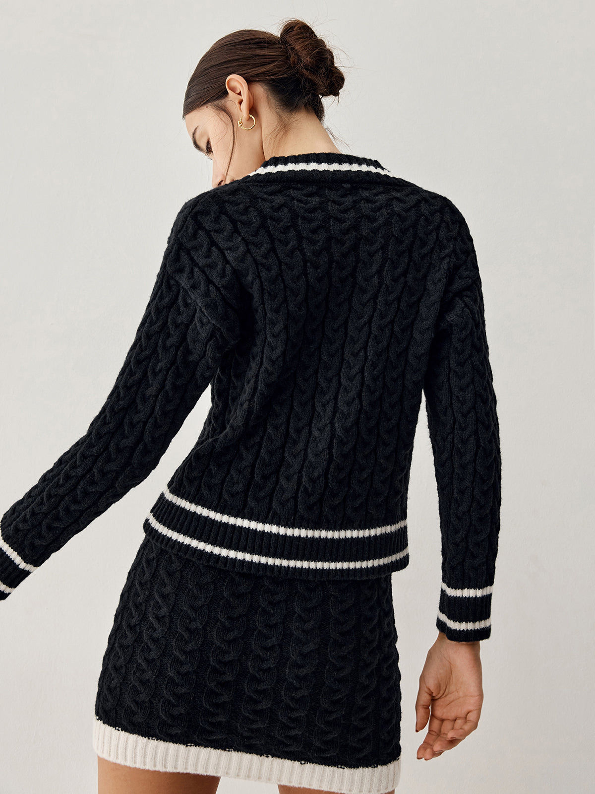 - Cable Knit Pullover With Skirt
