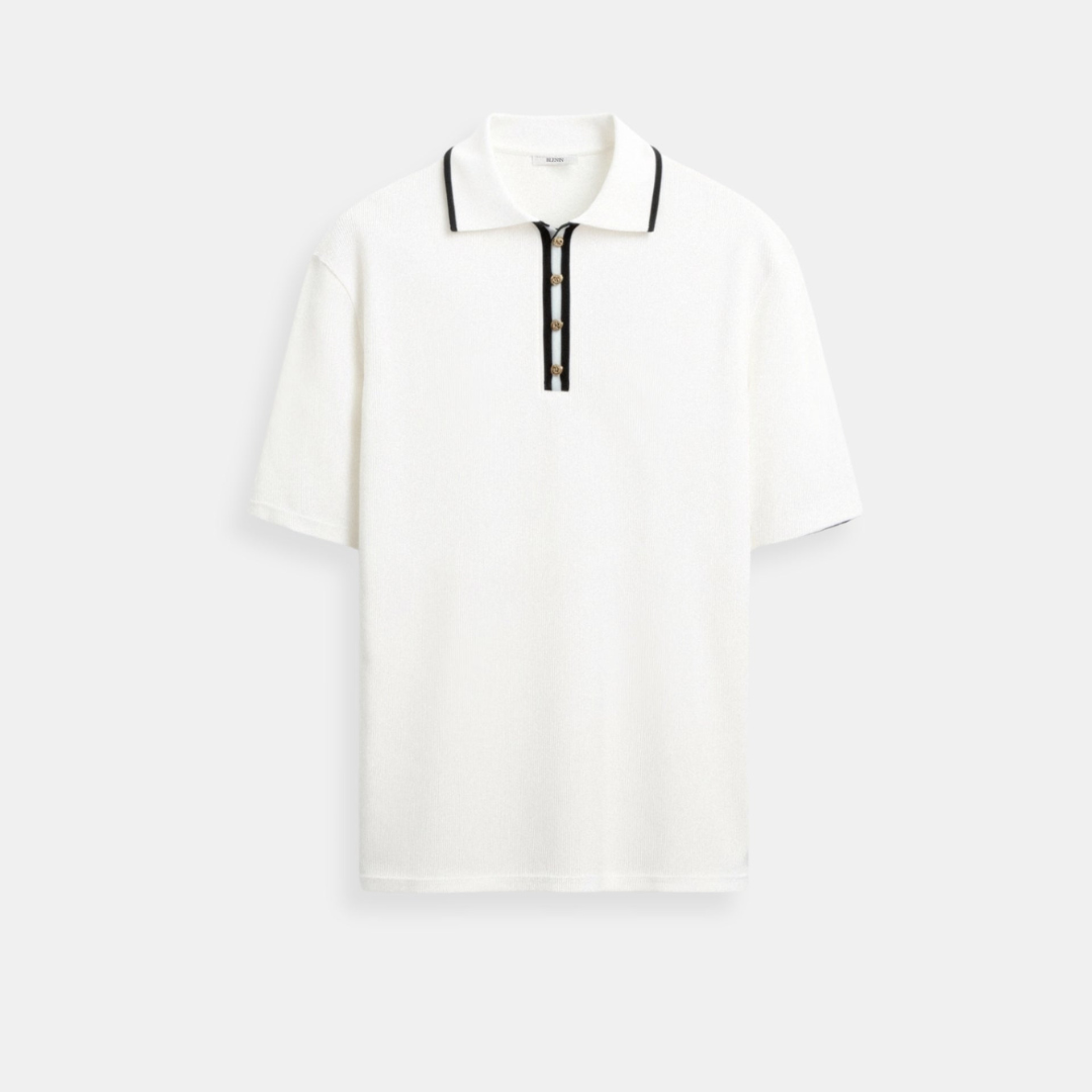 Contrast Elegant Trim Button up Polo