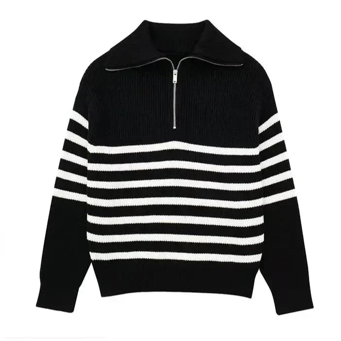 Streifend Zip up Pullover