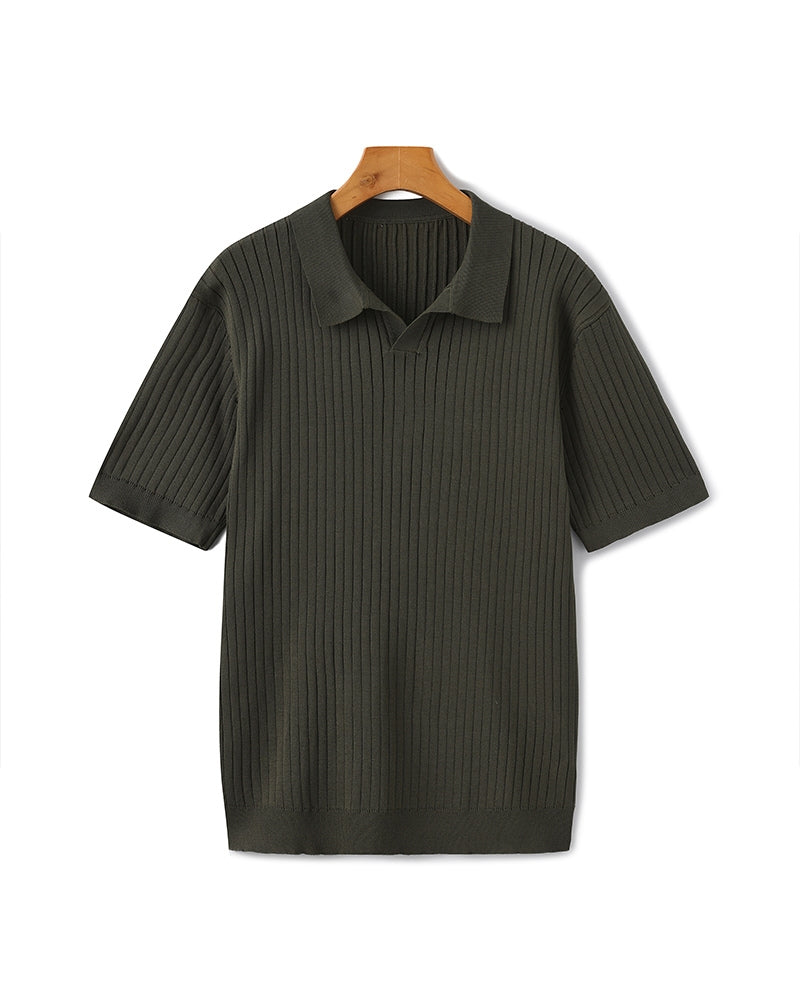 Premium Geripptes Poloshirt