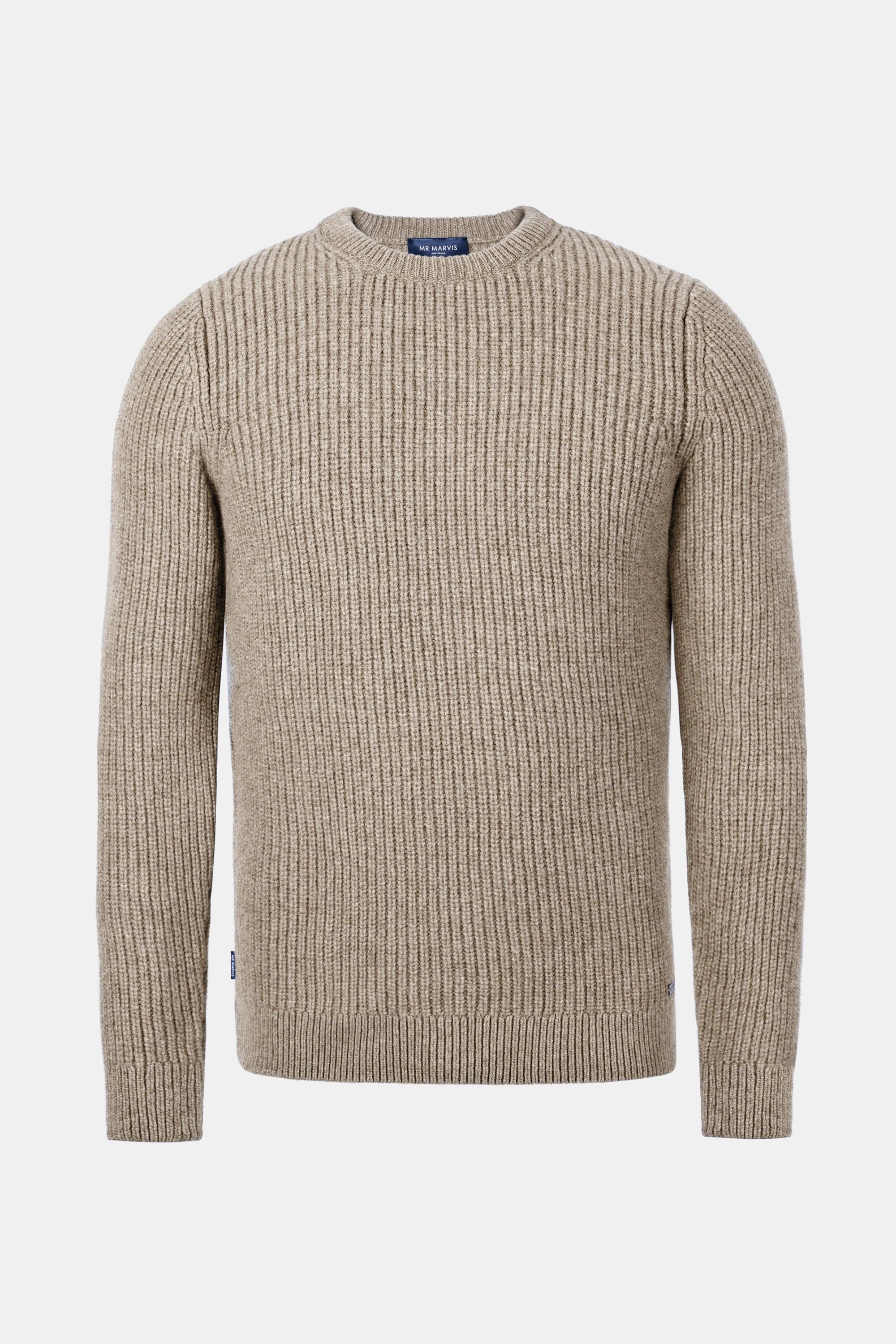 Dunkler Sand Strickpullover